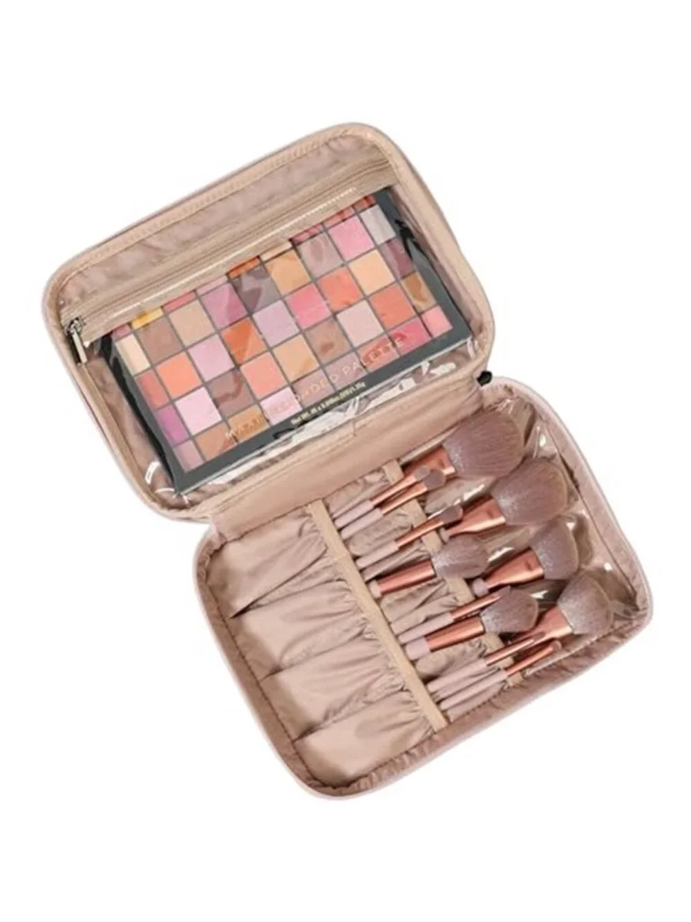Makeup Train Case Cosmetic Organizer Bag Travel Storage Case Brush Holder